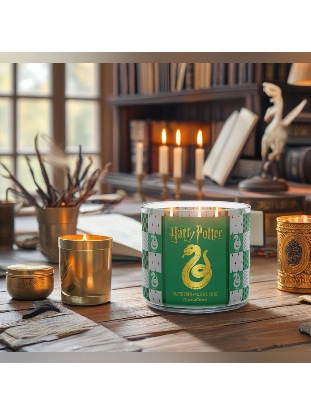 Harry Potter Slytherin 3-Wick Candle by Goose Creek 14.5 oz NEW - Picture 2 of 15
